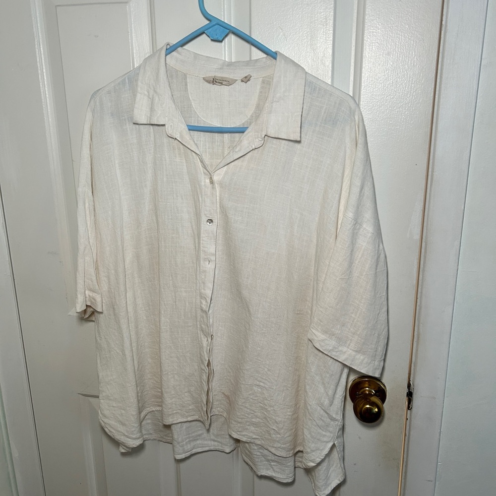 Linen Cream Button-Up Top
